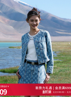 婉甸2025幻蓝色丹宁短款外套百搭风1241O19RX3