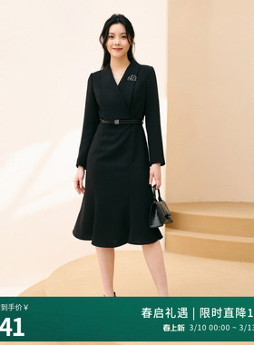 婉甸2025年秋季新品西装裙职业气质黑长袖连衣裙1243N10DY4YX