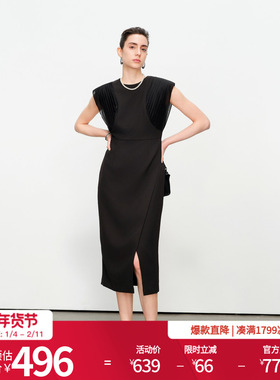 婉甸2025夏季新品黑色无袖连衣裙1242N13JH2