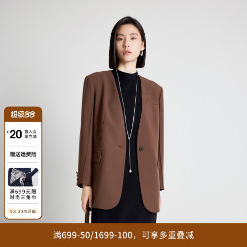 婉甸秋季坚果棕中长款西装1243Q03MD3