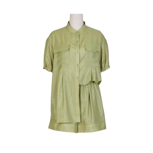 婉甸和田玉色短袖套装夏季新品衬衫式宽松1232L08RS5