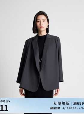 婉甸秋季岩石灰A版西装气质女上衣西服外套1243Q05DM4