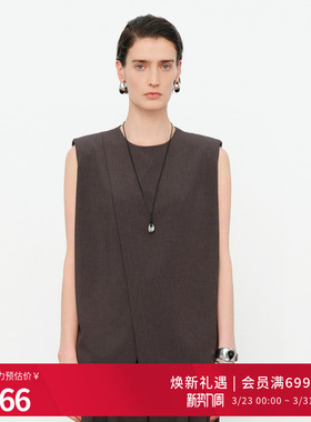 婉甸2026夏季新品原灰色无袖女百搭宽松休闲上衣1252H18SD4