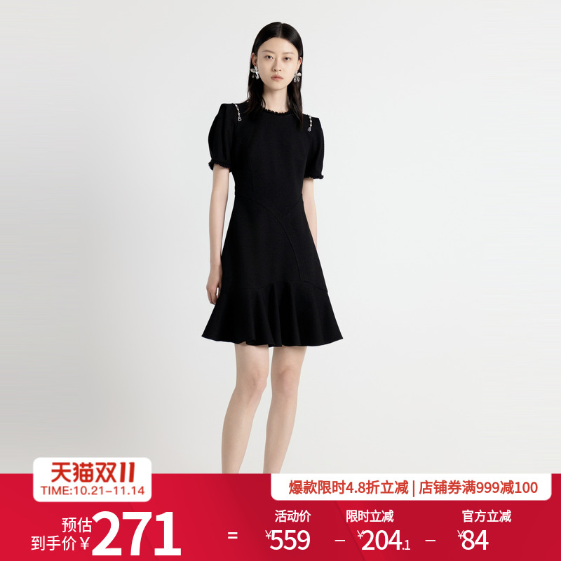 耀石黑短袖连衣裙