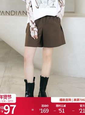 婉甸秋季日常上班黑巧克力色短裤下装1233P03RS2