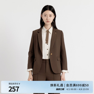 古巴棕收腰西装 西服外套1243Q02MD3 新品 婉甸2025年秋季