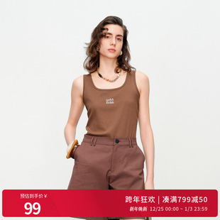 吊带1242G01YT3 卡其色针织背心百搭基础款 婉甸2025夏季 新品