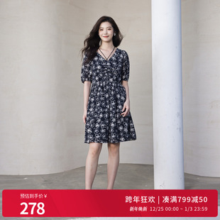 婉甸2025夏季 黑白蝴蝶花连衣裙1242N09RS2 新品