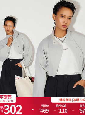 婉甸25新品冰灰色单外套冰灰色简约工装风短款外套MBD1O06LCXA0