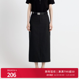 婉甸2025年秋季 黑色条纹长包裙中长裙细条纹气质半身裙1243K01DZ1