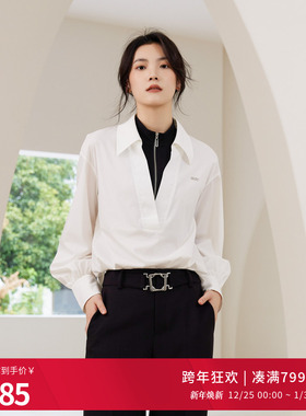 婉甸2025星球白长袖衬衫通勤风宽松款假两件1241S22SJ2YX