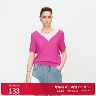 婉甸2025夏新品 1242W02RS1 假两件套头针织衫