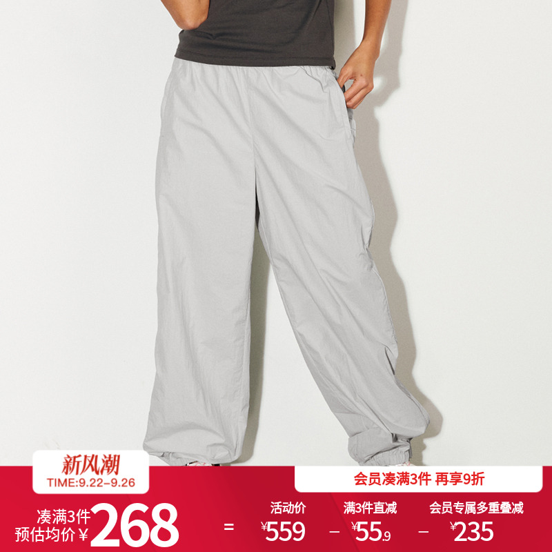 婉甸25新品冰灰色长裤工装风束脚休闲裤MBD1P09LCXA0