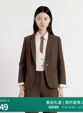 婉甸2025年秋季新品古巴棕收腰西装西服外套1243Q02MD3