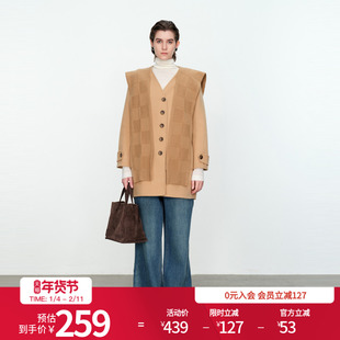 婉甸拉菲驼中长款双面呢外套冬季新品两件套披肩设计1234E11JX2