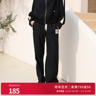 婉甸2025黑色直筒长裤 1241P22XS4YX 运动风休闲裤