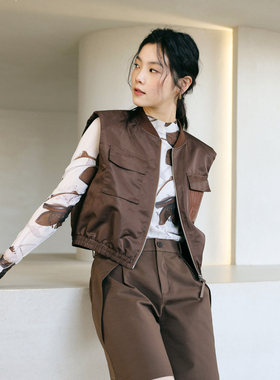 婉甸2025年秋新品网布印花打底衫直筒内搭马甲1243I01RX2YX