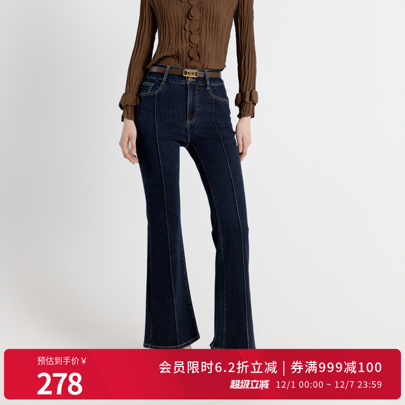 复古靛蓝丹宁喇叭裤