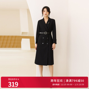 风衣优雅风连衣裙外套1241B01SJ1YX 黑色长款 婉甸2025春季 新品