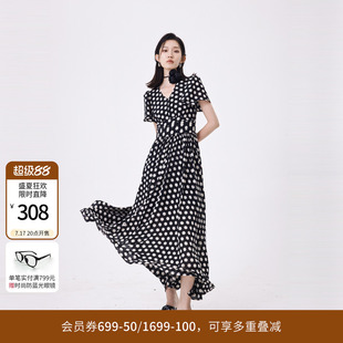 婉甸夏季黑白大波点短袖连衣裙1242N30RS3