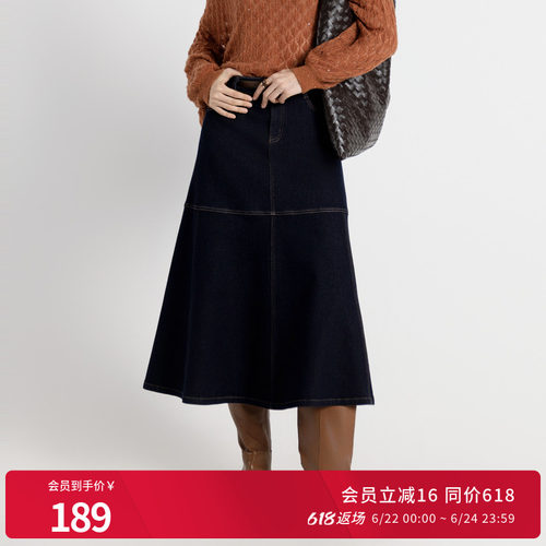 复古靛蓝丹宁长裙