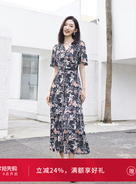婉甸夏季摩洛哥风情花连衣裙1242N77XD5