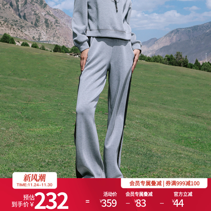 婉甸灰色空气层休闲阔腿裤