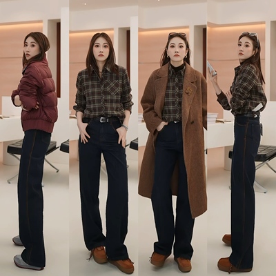 时装神牛 | 秋冬版【小太阳严选】婉甸年冬季新品复古靛蓝阔腿裤