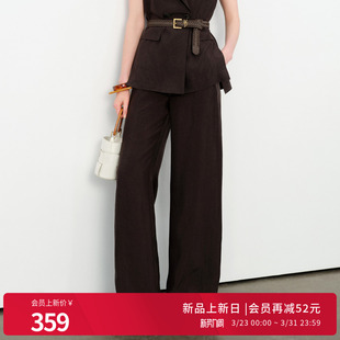 自然腰女士布朗尼棕阔腿裤 醋酸直筒裤 1252P17JD3 新品 婉甸2026夏季