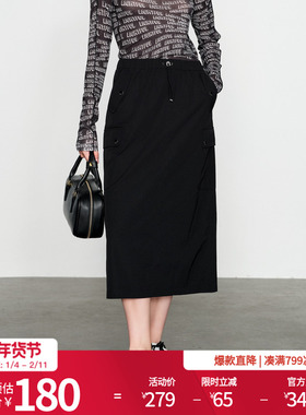 婉甸2025黑色工装长裙百搭风H型半身裙1241K18SM4