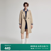 休闲外套风衣女1251B01SX2 卡其色系腰带中长款 婉甸2026春季 新品