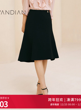 婉甸秋季日常上班黑色中裙下装1233K01RS1