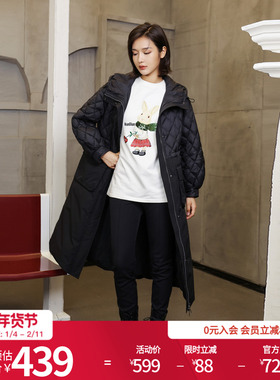 婉甸冬季黑色拼接长款羽绒服1234D38SJ5YX