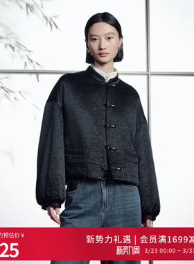 婉甸2025年冬季新品黑色短款新中式外套1244R02DM1