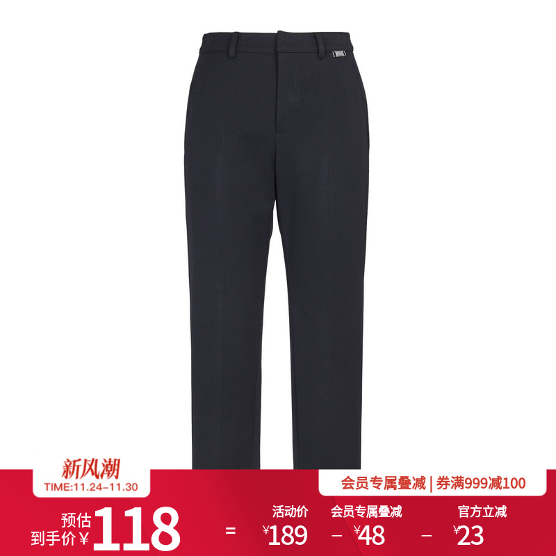 婉甸秋季黑色合体裤铅笔裤立体裁剪长裤1234P01RX1