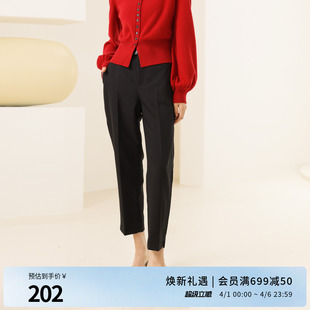 婉甸2025黑色长裤 1241P02DY1 百搭风侧开衩显高休闲裤