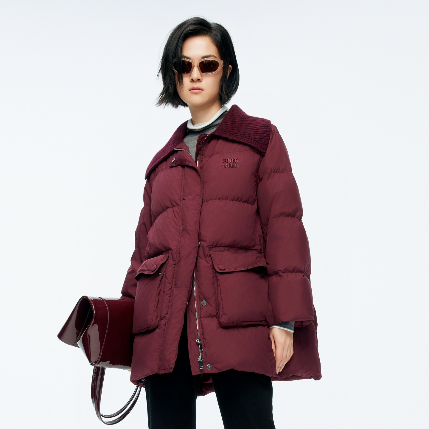 一手长翘楚款【超能小太阳】婉甸年冬季新品毛织领中长款羽绒服