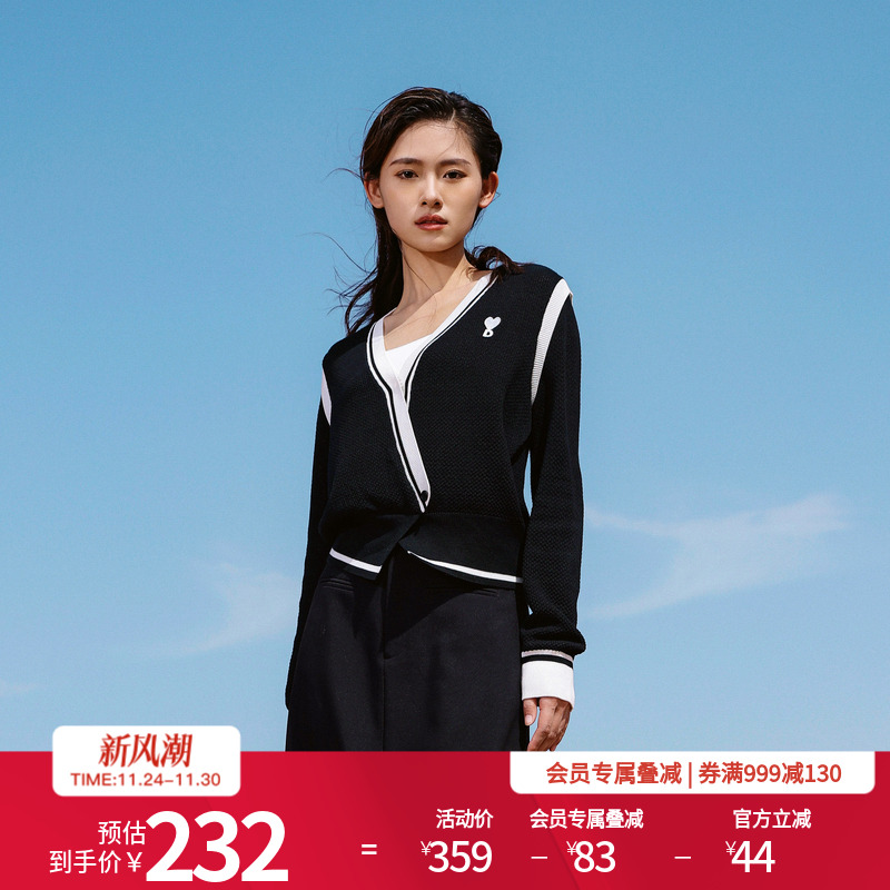 婉甸黑色毛织套头衫针织衫