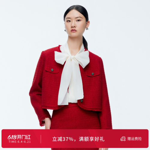 婉甸冬季小香风毛织外套女毛呢上衣外套1244E09DM2
