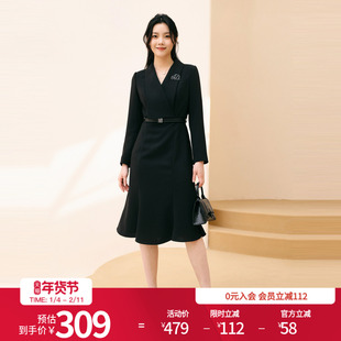 婉甸2025年秋季新品西装裙职业气质黑长袖连衣裙1243N10DY4YX