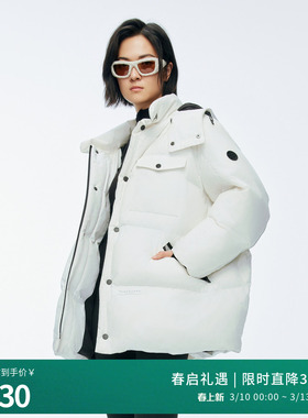 婉甸2025年冬季新品云白派克中长款连帽时尚女羽绒服1244D47SX5