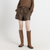 百搭皮靴裤 蛋短 新品 茶棕色高端时尚 超能小太阳 婉甸2025年秋季