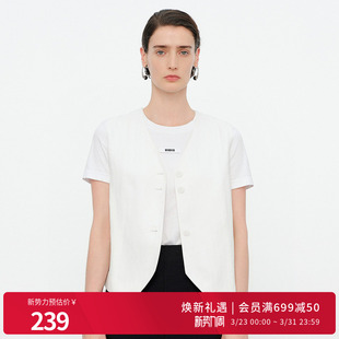 马甲女短款 玉白色拼接单马夹短袖 1252V02ST1 新品 婉甸2026夏季