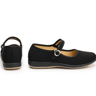 保洁鞋客房女士老北京布鞋女鞋官方正品牛筋底新款黑色女款工作鞋