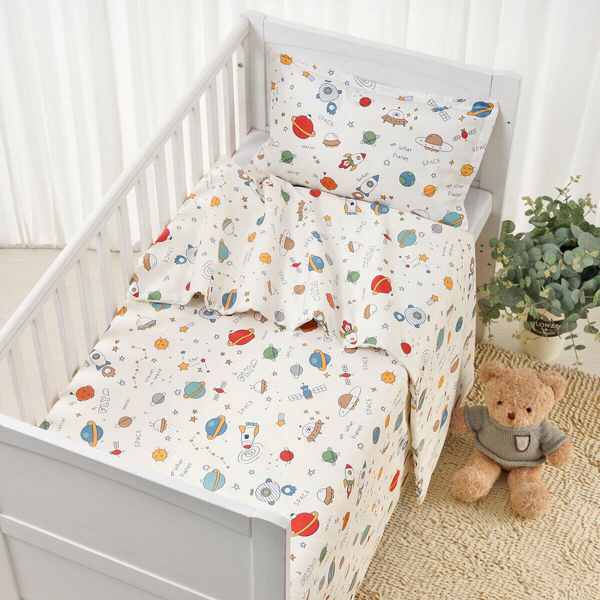 全棉A类儿童卡通双人蚕丝被贡缎长绒棉外被套被罩60支无荧光