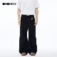 NEVERNEED黑色宽松直筒牛仔裤 cleanfit阔腿褶皱A字裤 男女春季 美式