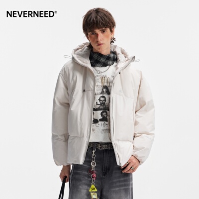 NEVERNEED纯色连帽棉衣男女
