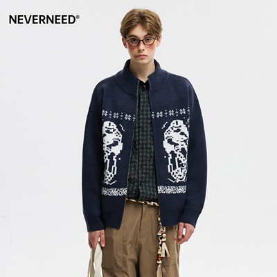 NEVERNEED费尔岛开衫毛衣外套男