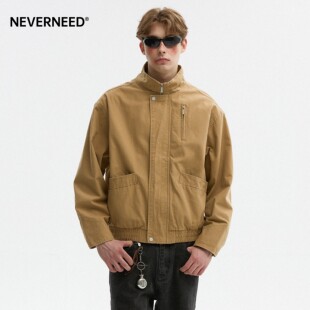 NEVERNEED巴恩风boxy短款夹克男女美式复古bomber飞行员工装外套