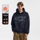 字母印花情侣保暖上衣 美式 NEVERNEED重磅加绒短款 连帽卫衣男冬季